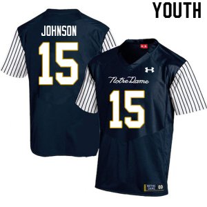 Notre Dame Fighting Irish Youth Jordan Johnson #15 Navy Under Armour Alternate Authentic Stitched College NCAA Football Jersey WHT5299AZ